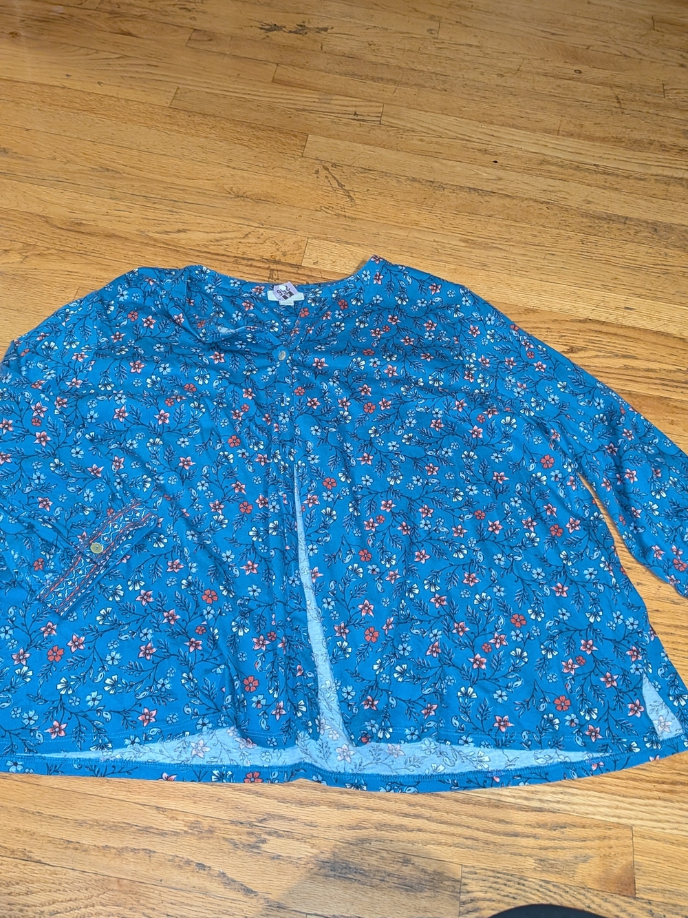 J. Jill Blue Floral Button-Front Blouse TOP SHIRT WOMEN'S XL $98